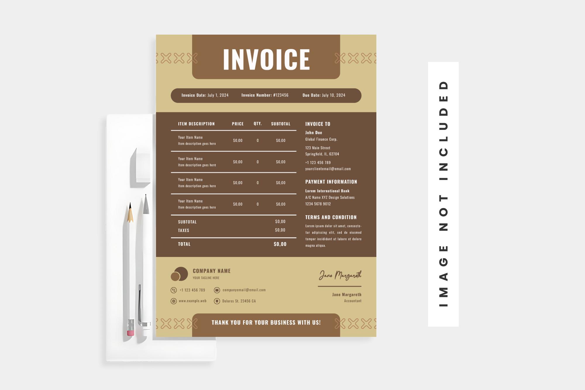 Sample menu layout and costs sheet